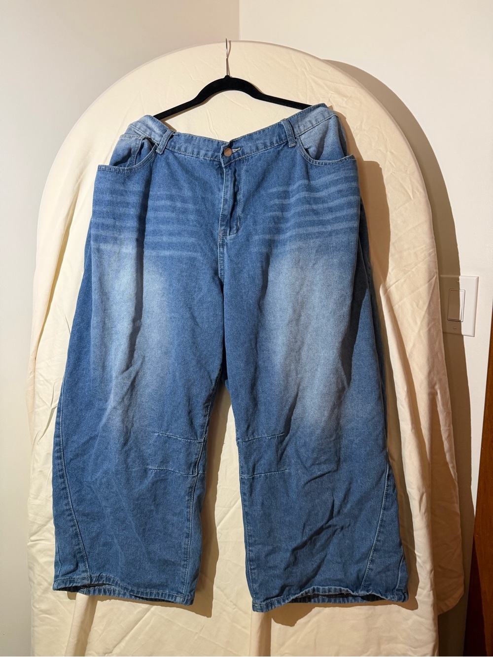 SHEIN Blue Washed Wide-Leg Denim Pants